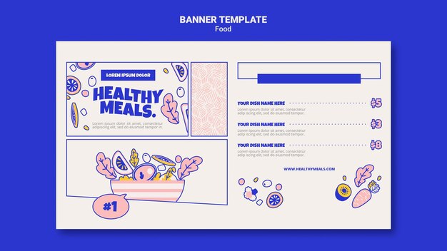 Horizontal banner template for healthy meals