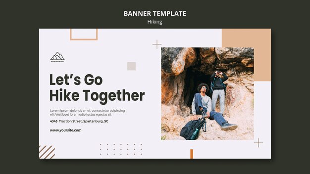 Horizontal banner template for hiking in nature