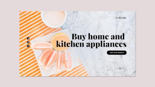 Free PSD horizontal banner template for home and kitchen appliances