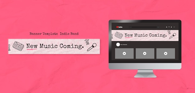 Free PSD horizontal banner template for indie band concert