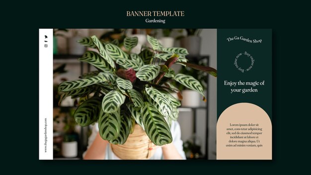 Horizontal banner template for indoor plant growing