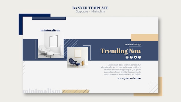 Modello di banner orizzontale per l'interior design