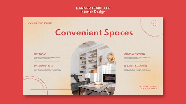 Modello di banner orizzontale per l'interior design