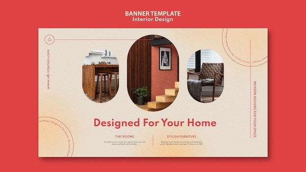 Free PSD horizontal banner template for interior design