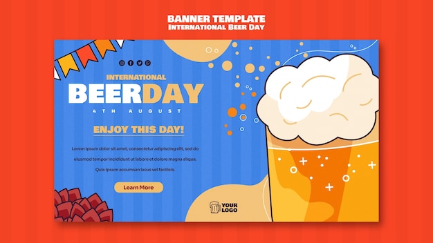 Horizontal banner template for international beer day celebration