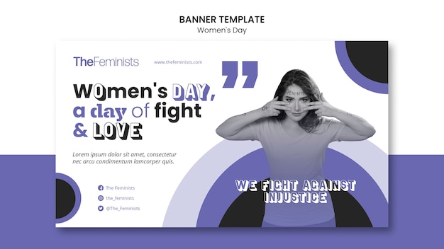 Modello di banner orizzontale per la giornata internazionale della donna