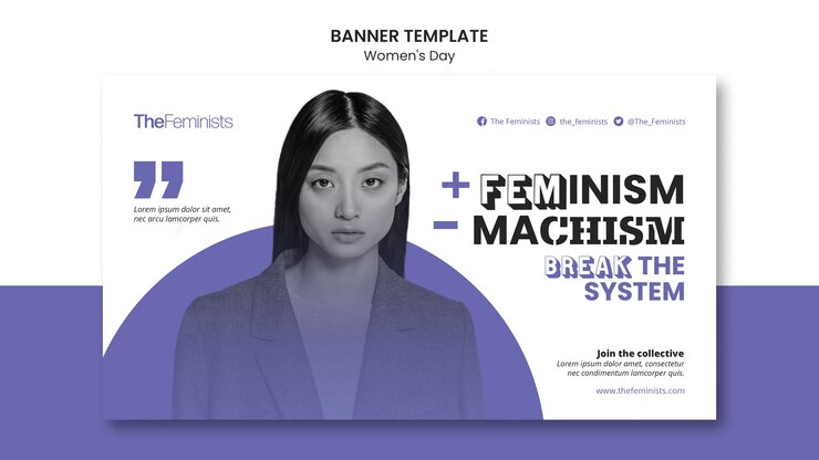 Бесплатный PSD шаблон горизонтального баннера для международного женского дня