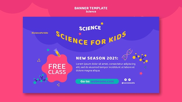 PSD gratuito modello di banner orizzontale per bambini scienza