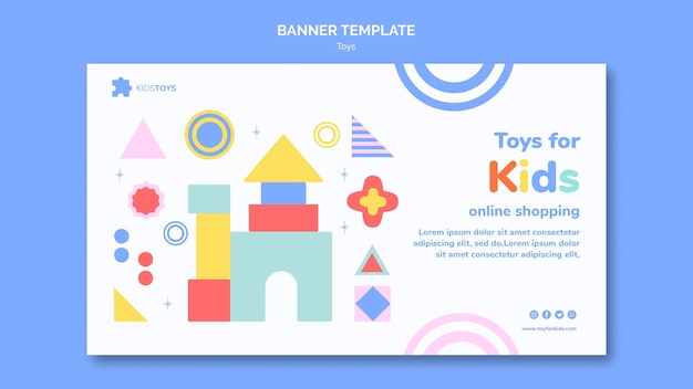 Horizontal banner template for kids toys online shopping