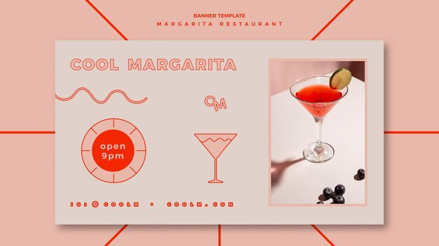 Horizontal banner template for margarita cocktail drink