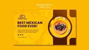 Free PSD horizontal banner template for mexican food restaurant