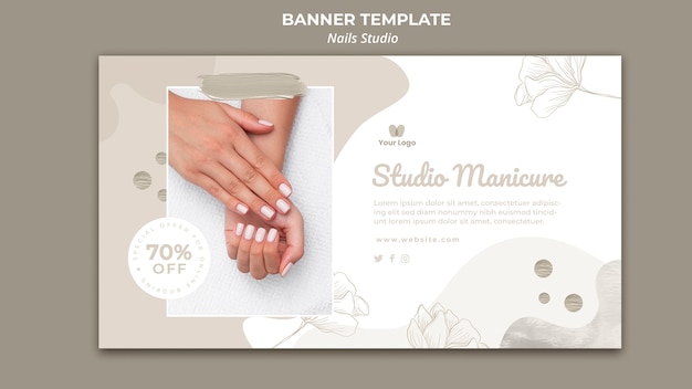 Horizontal banner template for nail salon