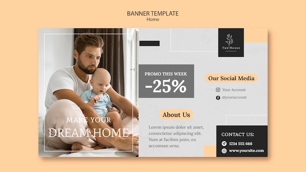 Free PSD horizontal banner template for new dream home