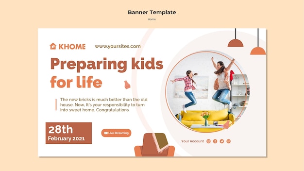 Horizontal banner template for new family home