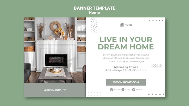 Free PSD horizontal banner template for new home interior design