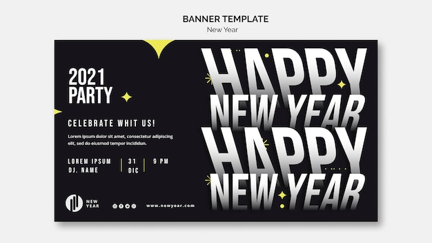 Horizontal banner template for new year party