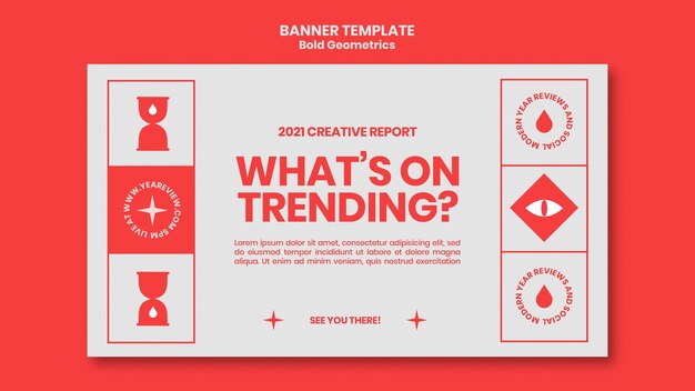 Horizontal banner template for new year review and trends