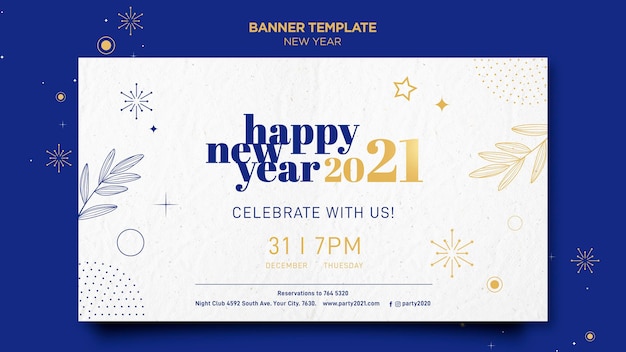 Horizontal banner template for new years party celebration