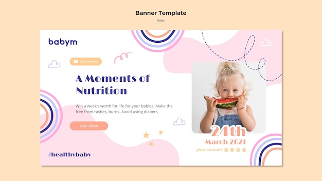 Horizontal banner template for newborn baby