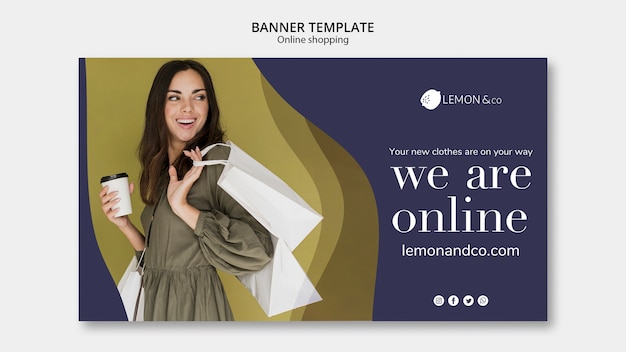 PSD gratuito modello di banner orizzontale per la vendita di moda online