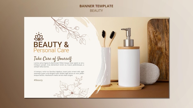 Horizontal banner template for personal care and beauty