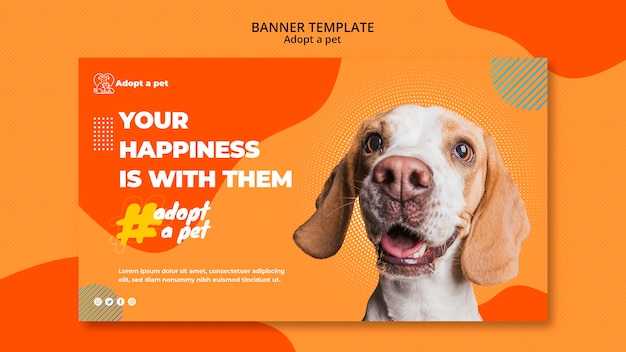 Horizontal banner template for pet adoption from shelter
