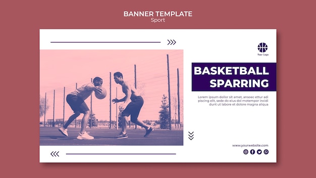 Horizontal banner template for playing basketball