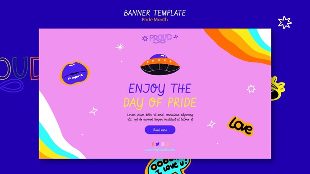 horizontal banner template for pride month celebration