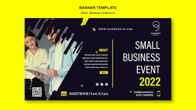 Free PSD horizontal banner template for professional business event