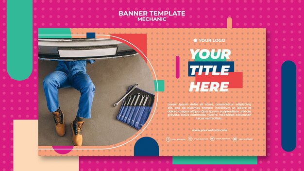 Horizontal banner template for professional mechanic