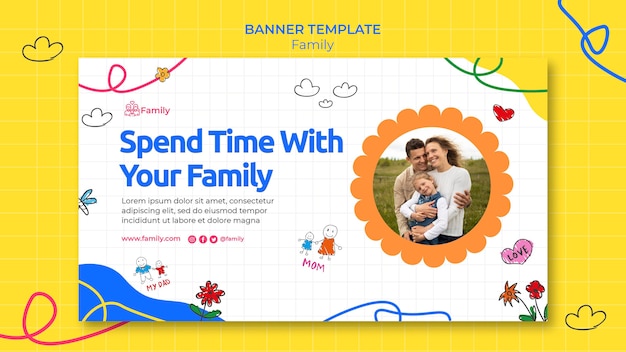 Free PSD horizontal banner template for quality family time