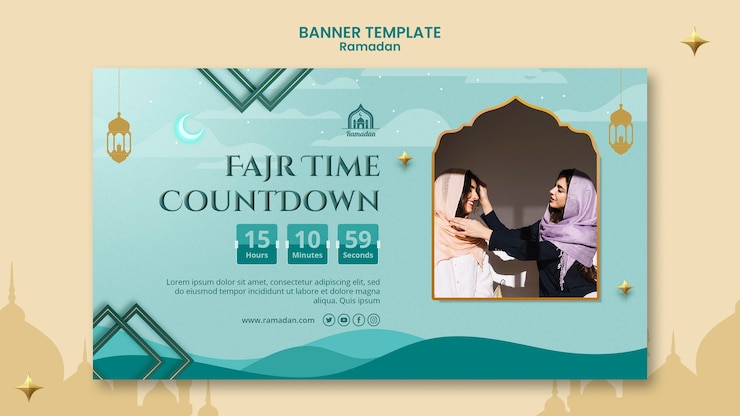 Free PSD horizontal banner template for ramadan celebration