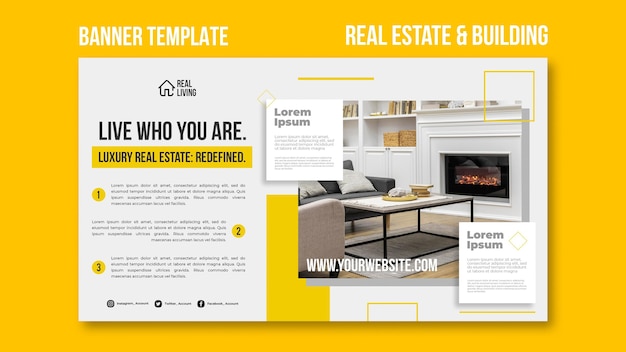 Free PSD horizontal banner template for real estate and building