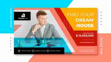 Free PSD horizontal banner template for real estate company