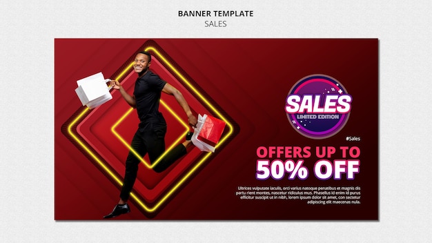 Free PSD horizontal banner template for sales