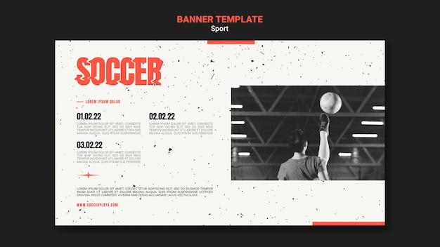 PSD gratuito modello di banner orizzontale per calcio con giocatrice