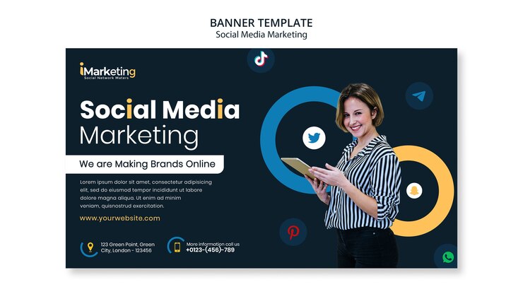 Free PSD horizontal banner template for social media marketing