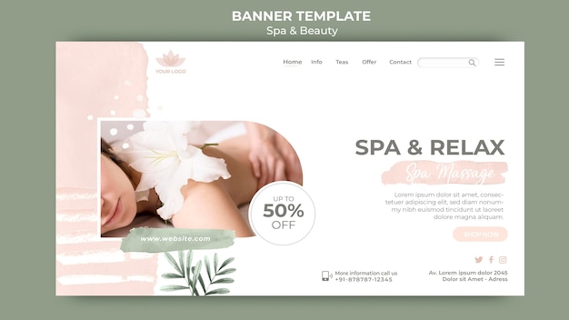 Modello di banner orizzontale per spa e relax