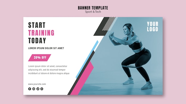 Free PSD horizontal banner template for sport and fitness