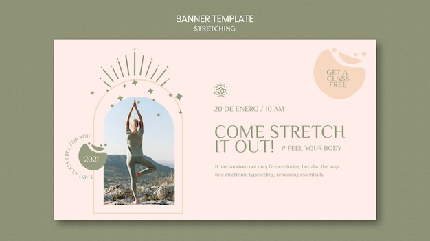 Horizontal banner template for stretching course