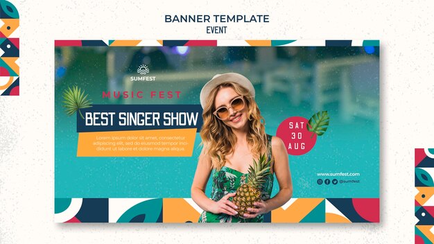 Horizontal banner template for summer party