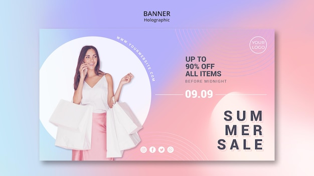 Horizontal banner template for summer sale