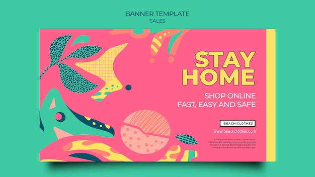 Free PSD horizontal banner template for summer sale