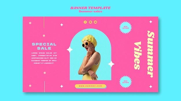 Horizontal banner template for summer sale