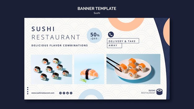 horizontal banner template for sushi restaurant