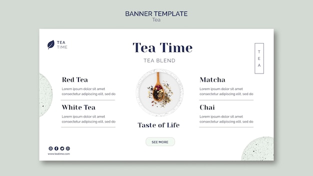 PSD gratuito modello di banner orizzontale per l'ora del tè