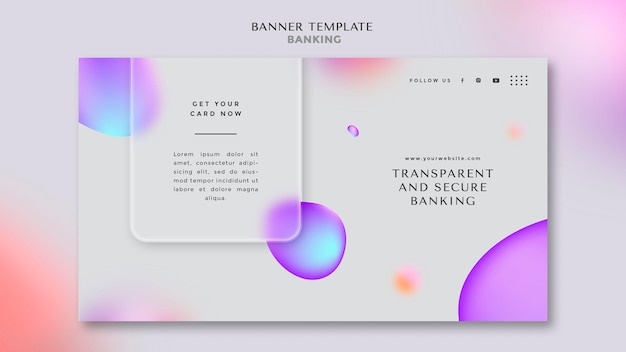 Free PSD horizontal banner template for transparent and safe banking
