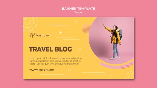 Horizontal banner template for traveling blog