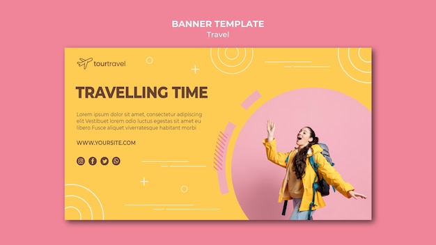 Free PSD horizontal banner template for traveling time