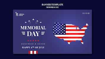 Free PSD horizontal banner template for usa memorial day